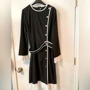 Black Belted Knee Length Dress in Size Large